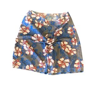 Utility Mens Board Shorts Size 32 Grey Red Blue Tropical Hibiscus Floral Trunks